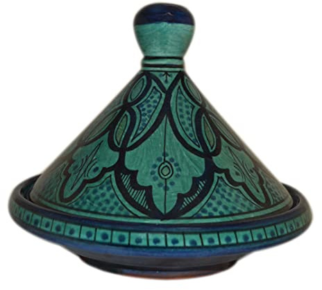 Moroccan Handmade Serving Tagine Ceramic With Vivid colors Original 10 Inches in Diameter Aqua