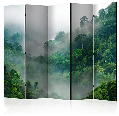 decomonkey Paravent Raumteiler Innen Wald, 225x172 cm, 5-teilig, Einseitig | Baum, Natur, Botanik, Wohnzimmer, Room Divider, Wall, Raumteiler Stehend, Trennwand, Sichtschutz, Spanische Wand, Holz
