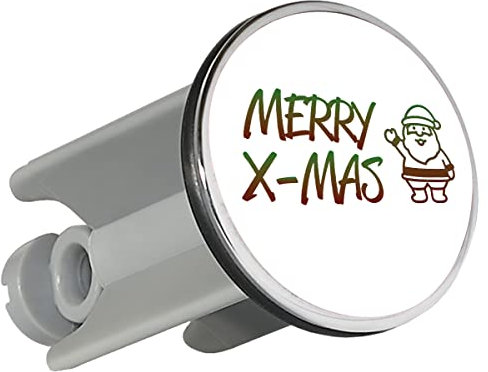 Huuraa Waschbeckenstöpsel Merry X-Mas Weihnachtsmann Geschenk 4cm für Waschbecken Abflussstopfen Merry X-Mas Geschenkidee