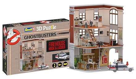 Revell 3D-pussel 00223 Ghostbusters Firestation, 130 delar, mycket detaljerad, 40 cm hög, kul och lätt att bygga