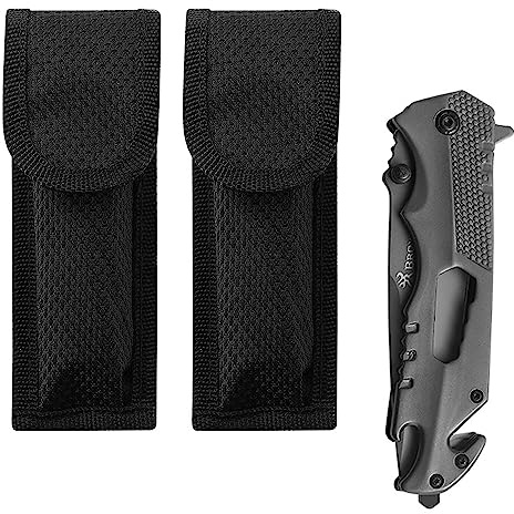 LONGHAO 2 Stück Messertasche Nylon Klappmesser Gürtel Outdoor 13cm | 4,5cm breit, robuste Kunstfaser, Klettverschluss, Camping Wandern Jagd, für Taschenmesser Multitool Werkzeug