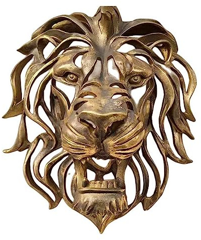 KIWZXKA Löwenkopf Skulptur,3D Ausgehöhlter Löwenkopf Dekorative Skulptur,Metall Wanddekoration,Metall Zweig Dekoration,Harz Löwenkopf Wand Hängende Dekoration,Löwenkopf Skulptur Home Dekoration