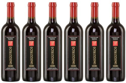 Imiglykos rot Cavino 6x 0,75l Flasche | Lieblicher Rotwein aus Griechenland | 11% Vol. | + 20ml Jassas Olivenöl