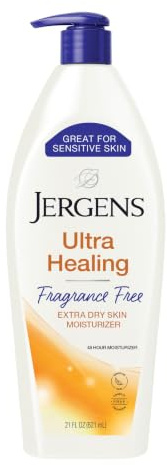 Jergens Ultra Healing Dry Skin Lotion, Hand and Body Moisturizer for Quick Absorption into Extra Dry Skin with Hydralucence Blend, Vitamins C, E and B5, White, 21 oz