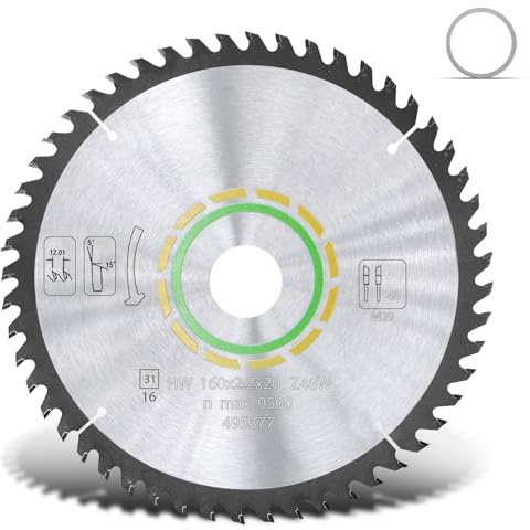OEM home 48 Tooth Upgraded 495377 491952 Track Saw Blade Compatible with Festool Ts 55 Blade Plunge Cut Saw, Compatible with Festool Track Saw Blade,160x2.2x20mm,Sawtooth Upgrade