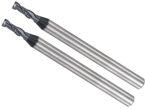 CoCud VHM-Fräser mit quadratischem Schaft, 2,5 mm x 8 mm Schneiden, 4 mm Schaft, AlTiN-beschichtetes P05-Karbid, 2 Flöten CNC-Fräser-Bits zum Fräsen von Edelstahl, 2 Stück