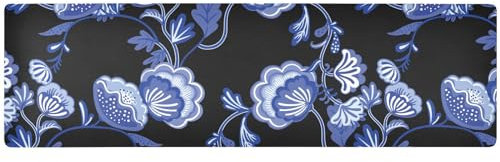 Blaue Blumen Chinoiserie Stil lange Untersetzer für heiße Töpfe und Pfannen, Topfuntersetzer, hitzebeständig und wasserdicht, Tischset für Zuhause, 100,1 x 30 cm, Gummi