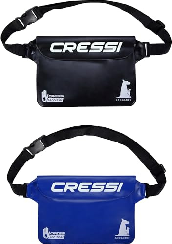 Cressi Kangaroo Dry Pouch Bundle Black + Blue - 2 Marsupi Impermeabili Porta Cellulare e Oggetti, 1 Nero + 1 Blu, Taglia Unica, Unisex Adulto