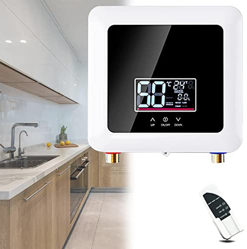 Tankless Water Heater 5500W 7500W 110V 220V, Instant Mini Electric On Demand Hot Water Heater with Digital Display for Whole House Shower - Residential Sinks