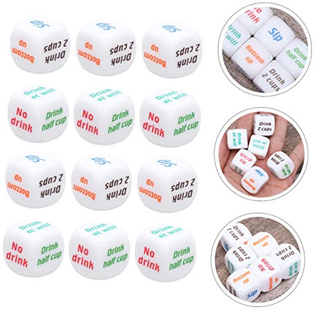 Hohopeti 12stücke Acrylwürfel Spielzeug Englische Trinkspielwürfel Für Ktv Bar Zufällige Farbe Möglichkeiten Leicht Und Umweltfreundlich