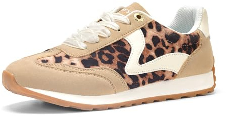 LUCKY STEP Women's Fashion Sneakers Trendy Tennis Shoes Neutral Stylish Retro Trainers Casual Running Walking Shoes (Leopard, 10US-41EU-8UK)