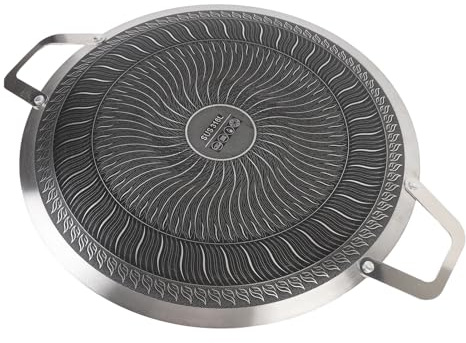WOHPNLE Poêle à Griller en Acier Inoxydable de 34 cm, Double poignée, pour Steak, Fruits de mer, légumes, Compatible Induction et Facile à Nettoyer. (34cm)