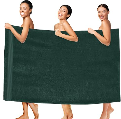 Elegant Comfort Premium Super Soft Highly Absorbent 1 Piece Oversized Bath Sheets - 40 x 80 inch, Luxurious Hotel Spa Quality 100% Turkish Cotton Extra Large Bath Towels for Adults, Hunter Green