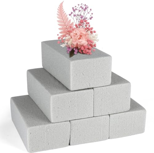 Qichan 6 Pcs Floral Foam Block, 22.5 x 10.5 x 7.5cm Large Flower Foam Block, Grey Rectangular Florist Foams, Flower Arranging Foams for Artificial Flowers and Dried Flowers
