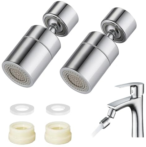 Wasserhahn Aufsatz Schwenkbar 360°Drehbar, Doppelfunktion Brause & Strahl mit Luftsprudler mit Zwei Strahlarten, Wasserspar für Küchenarmatur und Badarmatur