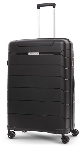Aerolite Large 28in 100L Premium Lightweight Polypropylene Hard Shell 4 Wheel Spinner Travel Hold Checked Check in Luggage Suitcase (Black)
