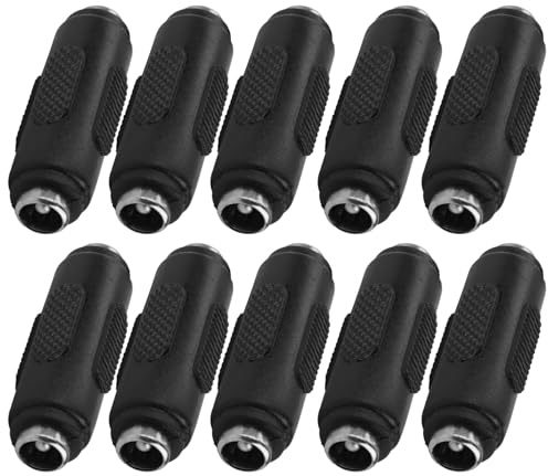 Lunpoem 10PCS 5.5mm x 2.1mm DC Power Female to Female Jack Adapter, Connector Durable Dc Wire Joiner And Power Adapter Connector, Reliable Dc Power Coupler And Gender Changer For Electronics