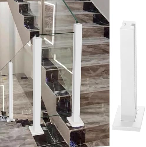 Ringhiera in vetro bianco con acciaio inox per scale giardino terrazza patio – Pannello quadrato centrale connettore 8 altezze moderno design di sicurezza