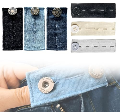 OIUAVYR 6 Stück Hosenbunderweiterung Knopf Taille,Taillenverlängerungen Einstellbar Jeans Taille Erweiterung Knopf Bund-Expanders Knopfverlängerung für Hosen Jeans Röcke Umstandshose