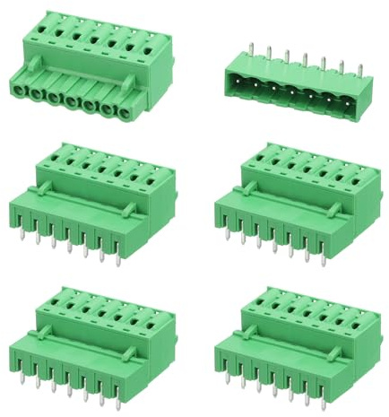 QUARKZMAN 5 Satz 7-Polig PCB-Klemmleiste, 5.08mm Leiterplatten Stecker und Steckdosen Kits Anschlussklemme Block Gebogene Nadel für 28-10AWG Kabel