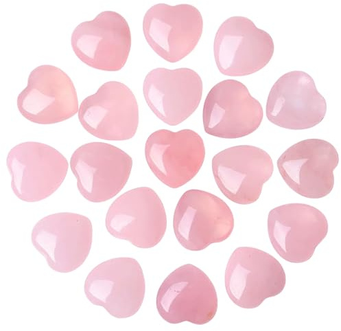 20PCS Cristaux de Quartz Rose Mini Cristaux de Coeur Polis pour Pierre Poche Méditation pour Un Transport Quotidien Ensemble Cadeau Quartz Rose Naturel
