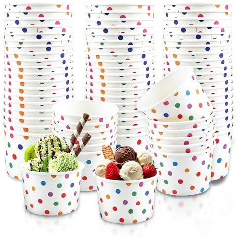 shallyong Set med 50 glasskålar, i kartong, med 50 skedar, i kartong, flerfärgade, i burk, till efterrätt, för glass, dessert, glassyoghurt