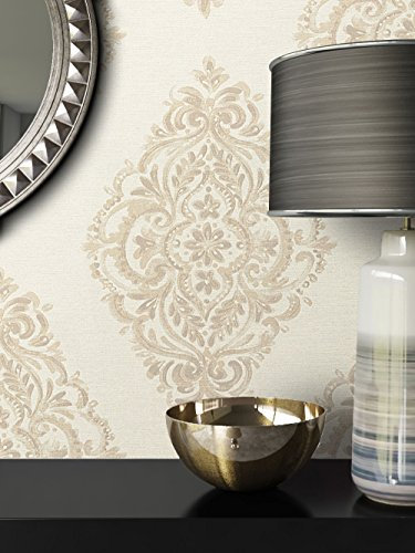 NEWROOM carta da parati barocca beige ornamenti barocco tessuto non tessuto marrone annata classico
