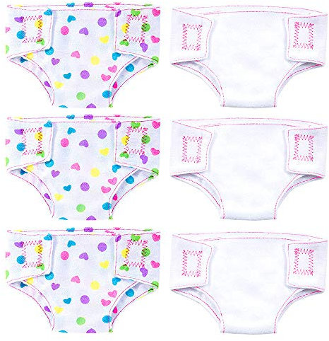 ZWOOS Puppenwindeln für Baby Puppen, Zubehör für Puppen 30-43 cm, 6er-Pack
