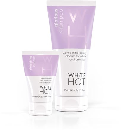 Duo für kurzes Haar: Glorious Shampoo Shooshing Crème verleiht grauweißem Haar mehr Volumen und Schwung