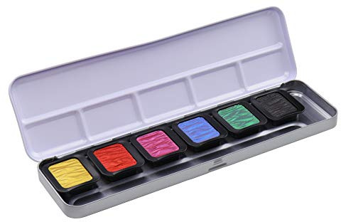 FINETEC F7002-6 deckende Premium Perlglanzfarben „High Chroma“ im Metallkasten