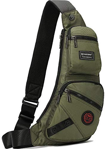 NICGID Sac à dos à bandoulière décontracté pour homme et femme, Vert militaire., Small, Compacte