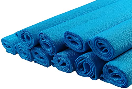 Netuno 10 Rollen Krepppapier Türkis 200 x 50 cm Papierrollen Dekoration | Floristenkrepp Bastelkrepp Bastelpapier Gärtnerkrepp crepe paper Krepp Papier Basteln Hochzeit Geburtstag