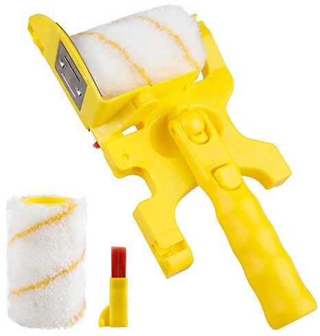 NeeyBing Rullo per pittura, rullo per pittura murale, vernice per facciate, rullo per pittura a pelo corto, con manico in plastica, rullo da pittura, kit da pittura, staffa per rullo per pittura