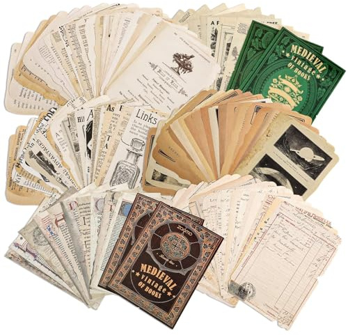 JUNEBRUSHS 120 Blatt Scrapbook Papier Vintage Scrapbook Zubehör Ästhetisch Scrapbooking Papier DIY Dekoratives Papier für Scrapbooking Bullet Journal(12x17cm,13x18cm)