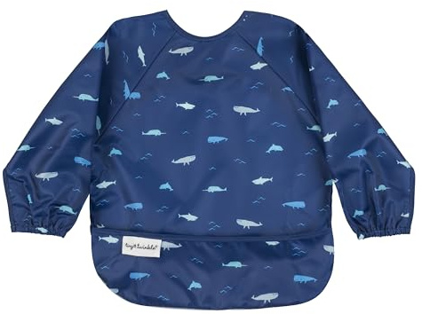 Tiny Twinkle Long Sleeve Bib for Babies & Toddlers | Waterproof Smock Bib for Eating | Machine Washable & Mess-Proof Feeding Essentials | Newborn Shower Gift (Ocean Life, 6–24M)