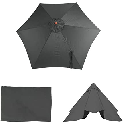 Mendler Ersatz-Bezug für Sonnenschirm Florida, Sonnenschirmbezug Ersatzbezug, Ø 3m Polyester 6 Streben - anthrazit