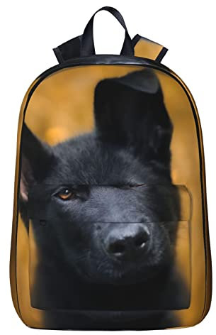 NYHGOXM Schwarzer Deutscher Hunde-Rucksack, wasserabweisend, Laptop-Rucksack, Schulanfang und Universität, Schwarz , One size
