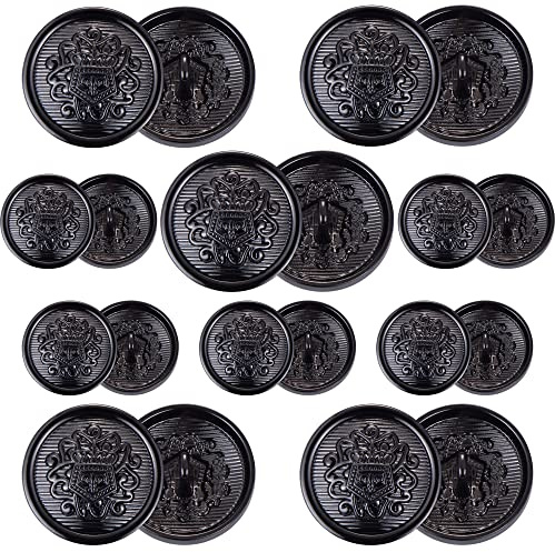 ftiemlovde 20 Adorno Botones Negro Para Blazer Decorativo Grande Metalica，Vintage Botones Para Chaqueta Coser Abrigo Pantalon,Pijama Botones Mujer (C20 18mm 23mm)