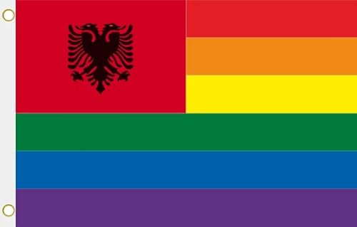 U24 Flagge Fahne Albanien Regenbogen 90 x 150 cm