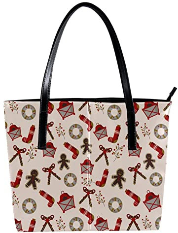 Sac fourre-tout léger et décontracté pour enseignant - Rouge - Pain d'épices de Noël - 01, multicolore