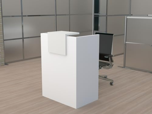 DUÓFIC MOSTRADOR de Recepción y Oficina. Fácil Montaje. 80X105X50CM con Cierres Laterales y embellecedor Color Blanco. Fabricado en España. Envío a Toda la península.