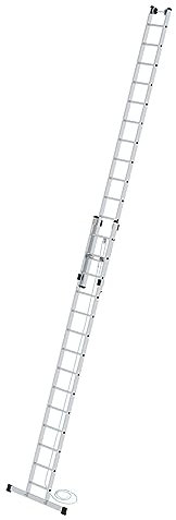 PROREGAL Sprossen-Seilzugleiter 2-teilig mit Standard-Traverse 2x14 Sprossen | Leiter, Teleskopleiter, Trittleiter, Bockleiter, Sprossen-Doppelleiter