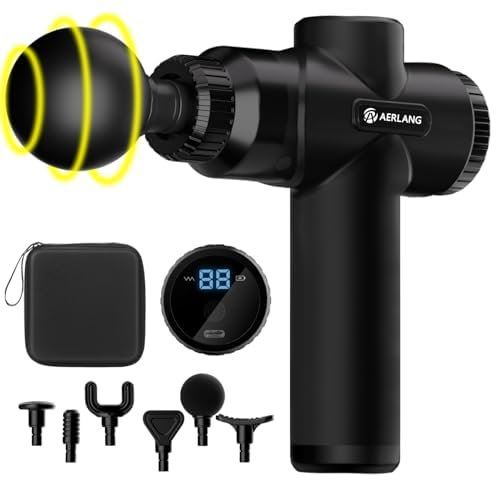 AERLANG Massage Gun,Deep Tissue Massage Gun-Handheld Percussion Muscle Massager with 10 Speeds & 6 Heads with Carry Case for On The Go Usage, Rechargeable for Fathers Day Gift Ideas
