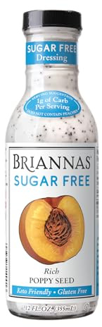 BRIANNAS - Sugar Free Rich Poppy Seed Dressing - Lower Calorie Salad Dressing made with Premium Ingredients - 12 oz. Bottle