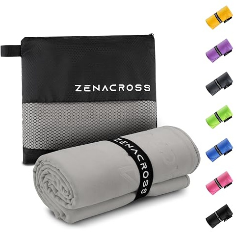 ZENACROSS Mikrofaser Handtuch mit Transportbeutel - Schnelltrocknendes und vielseitiges Fitness Handtuch