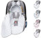 Mikos Einschlagdecke Babyschale Sommer mit Kapuze für Neugeborenes, für Kindersitz Kinderwagen, Autositz, z.B. für Maxi-Cosi, 3-Punkt Gurt Grau Pucksack für Babys, Kinderautositz (51)