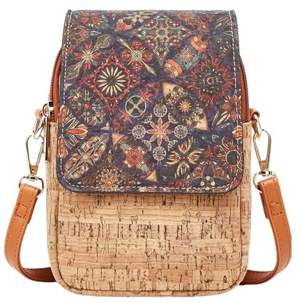 aolaso Kork Handytasche zum Umhängen Damen, Kleine Schultertasche Handytasche zum Umhängen mit Kartenfächer Crossbody-model 3
