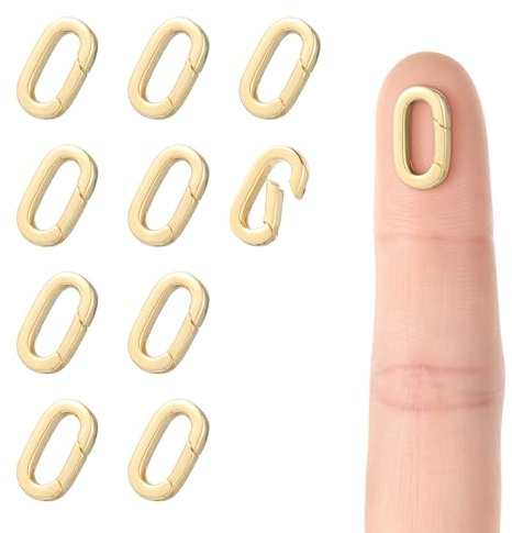 10St Karabiner mit Ovalem Verschluss, Halsketten Verschlüsse Ovaler Federring Rverschluss Halsketten Verbinder für die Herstellung von Armbändern und Halsketten zum Finden von Schmuck (Gold)