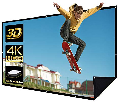 Projektorduk 180 tum 16 9 projektion duk projektionsvägg svart baksida mot ljusgenomsläpplighet 4K HD 3D filmduk hemmabio väggmontering 20 hål 1 rep 20 krokar 1 bärbar väska