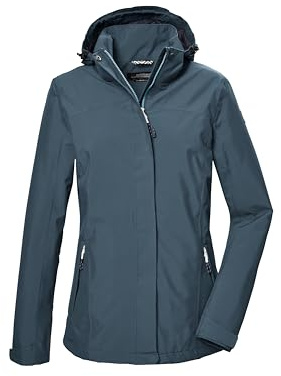 killtec Donna Giacca funzionale/antipioggia con cappuccio chiuso da zip KOS 26 WMN JCKT, deep water, 48, 42915-000
